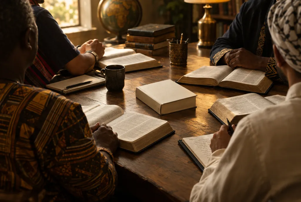 Global church leaders gathered around a table in discussion